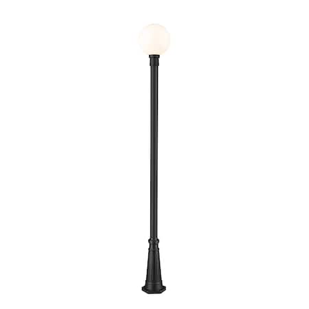 Z-Lite Laurent Outdoor Post Mounted Fixture, 1-Light, 12 In.W x 109.75 In.H, Black/Opal 597PHB-519P-BK